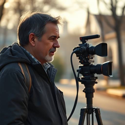 A scene from a documentary film featuring an interview with a local community leader.