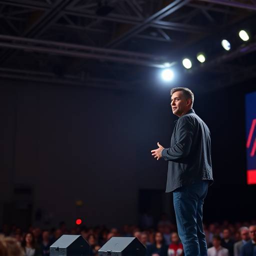 Event photography capturing a speaker on stage at a technology conference.